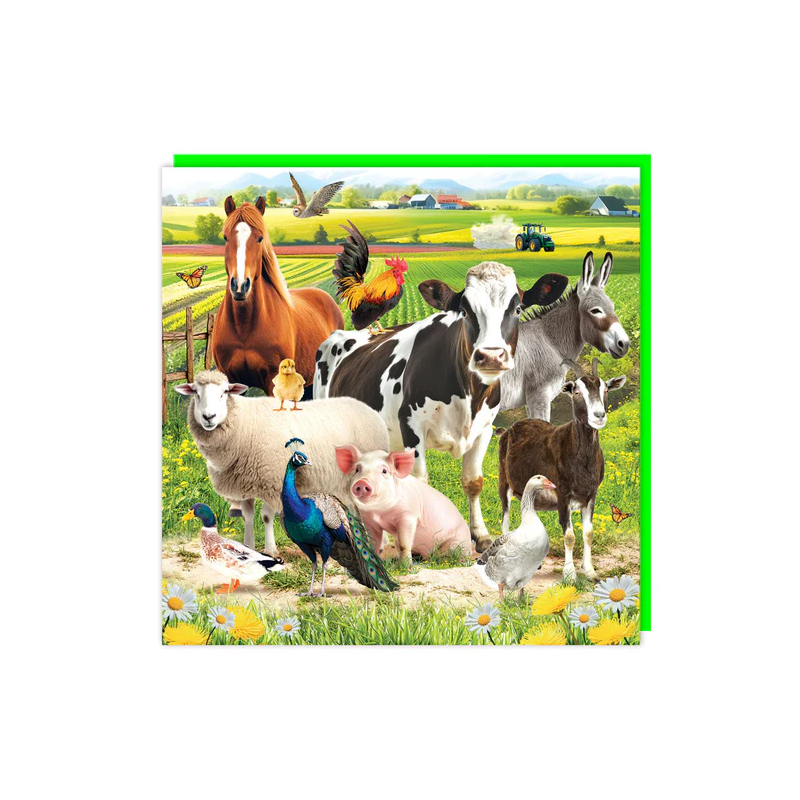 Bauernhoftiere 3D Grußkarte